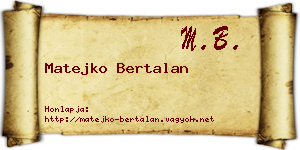 Matejko Bertalan névjegykártya